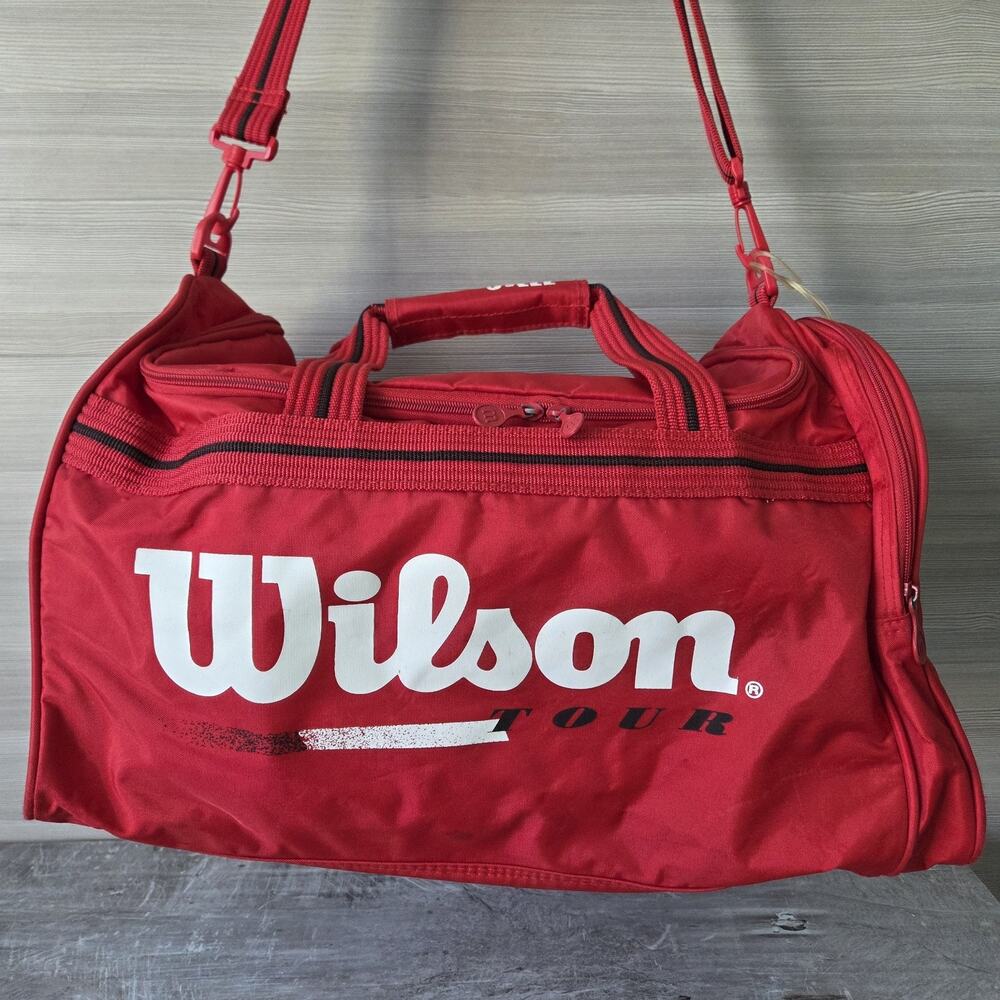 Wilson Red Tour Duffle 19" Bag Vintage 90s - 1 Outside Zip Double Handle & Strap